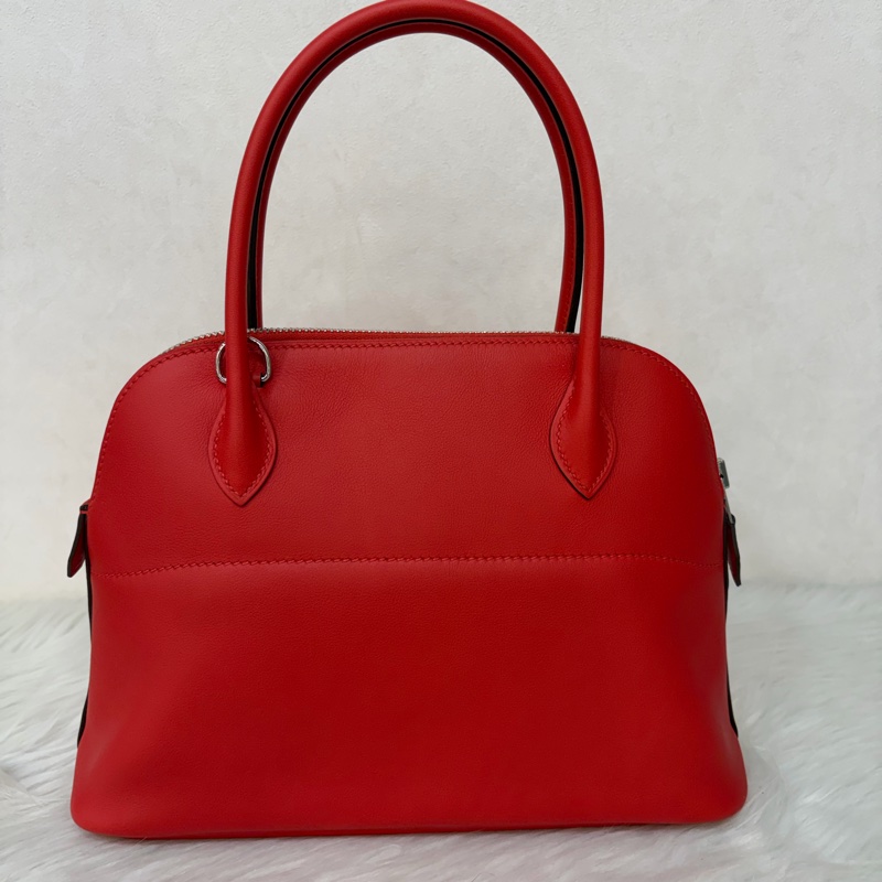 HERMES 愛馬仕 銀釦 BOLIDE 27 S5 番茄紅 SWIFT皮 柏莉包 柏麗包 手提包 斜背包 肩背包-2