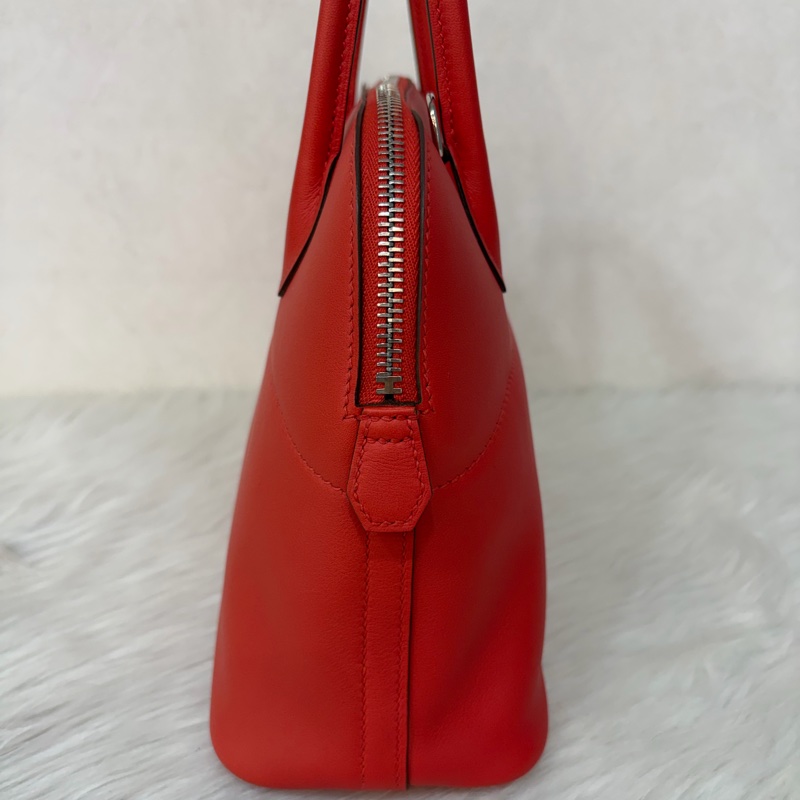 HERMES 愛馬仕 銀釦 BOLIDE 27 S5 番茄紅 SWIFT皮 柏莉包 柏麗包 手提包 斜背包 肩背包-3