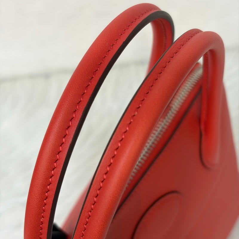 HERMES 愛馬仕 銀釦 BOLIDE 27 S5 番茄紅 SWIFT皮 柏莉包 柏麗包 手提包 斜背包 肩背包-16