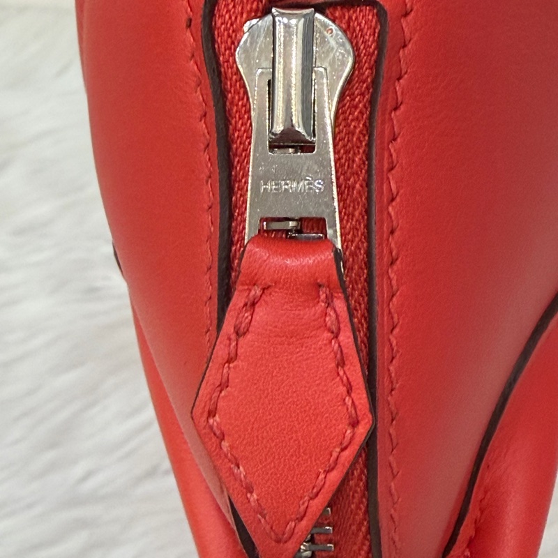 HERMES 愛馬仕 銀釦 BOLIDE 27 S5 番茄紅 SWIFT皮 柏莉包 柏麗包 手提包 斜背包 肩背包-20