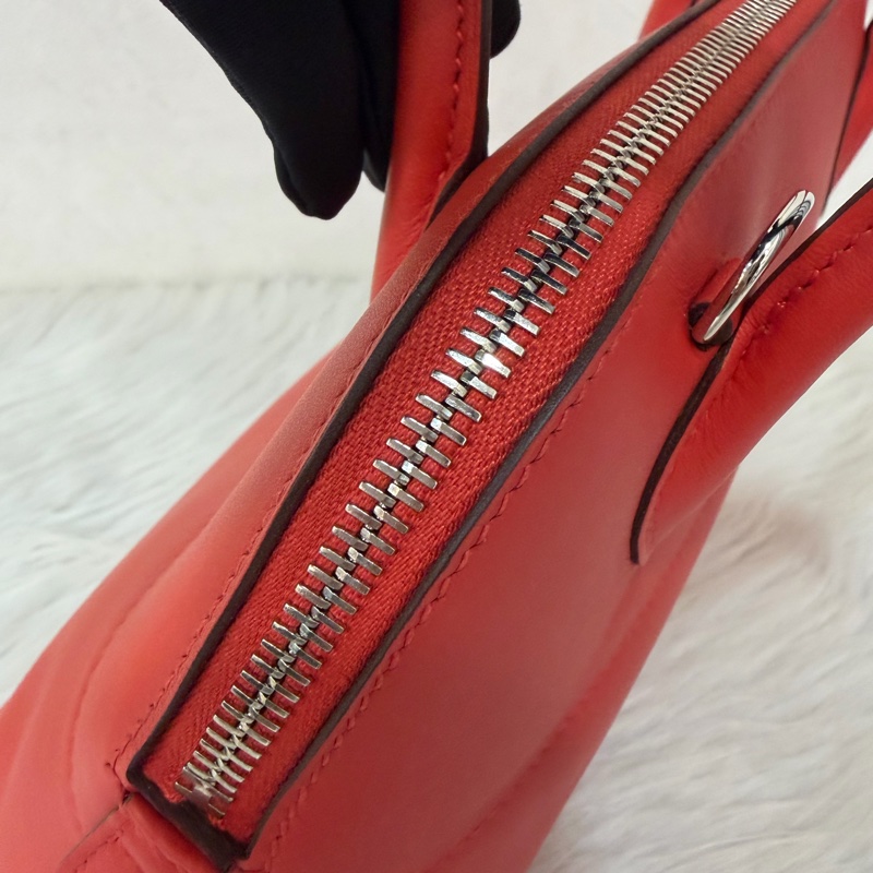 HERMES 愛馬仕 銀釦 BOLIDE 27 S5 番茄紅 SWIFT皮 柏莉包 柏麗包 手提包 斜背包 肩背包-24