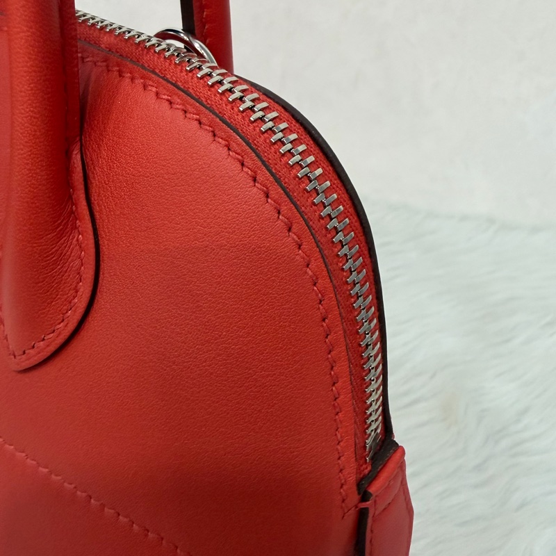 HERMES 愛馬仕 銀釦 BOLIDE 27 S5 番茄紅 SWIFT皮 柏莉包 柏麗包 手提包 斜背包 肩背包-28