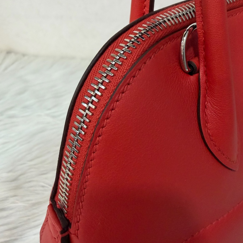 HERMES 愛馬仕 銀釦 BOLIDE 27 S5 番茄紅 SWIFT皮 柏莉包 柏麗包 手提包 斜背包 肩背包-29