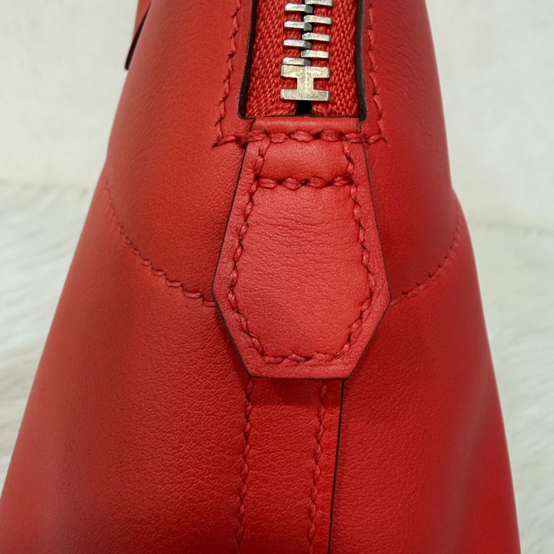 HERMES 愛馬仕 銀釦 BOLIDE 27 S5 番茄紅 SWIFT皮 柏莉包 柏麗包 手提包 斜背包 肩背包-30
