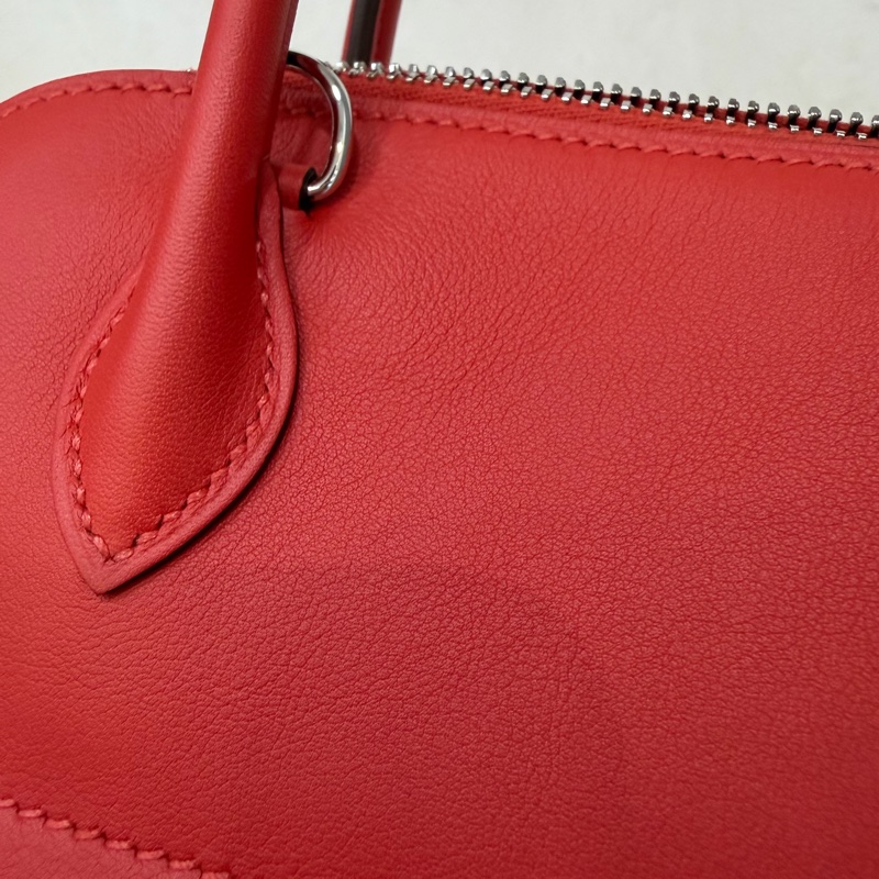 HERMES 愛馬仕 銀釦 BOLIDE 27 S5 番茄紅 SWIFT皮 柏莉包 柏麗包 手提包 斜背包 肩背包-47