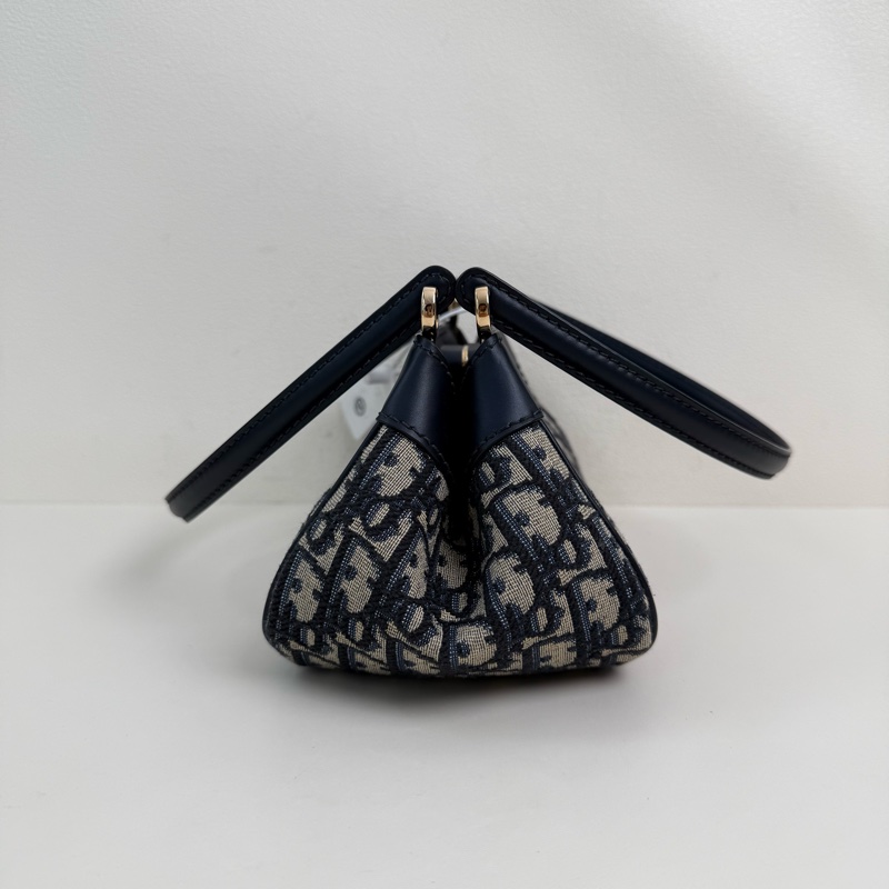 99新✨DIOR/迪奧 Key 金扣 Oblique老花刺繡滿印 腋下包單肩包手提包 小號 芯片女款 藍色 底長:21cm✅正品-2