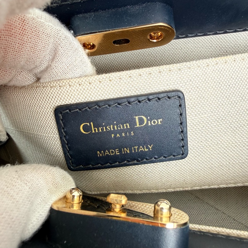 99新✨DIOR/迪奧 Key 金扣 Oblique老花刺繡滿印 腋下包單肩包手提包 小號 芯片女款 藍色 底長:21cm✅正品-6