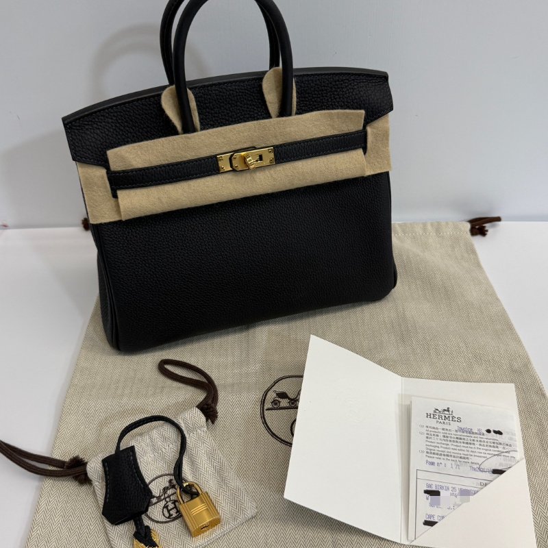 Hermes Birkin25 金釦 膠膜未撕 W刻 Togo皮 臺灣購證正本 全配-24