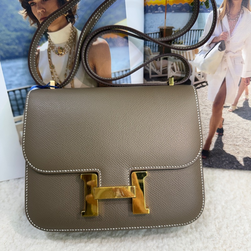 98新愛馬仕Hermès Constance Mini 康康大象灰金扣19 U刻-0