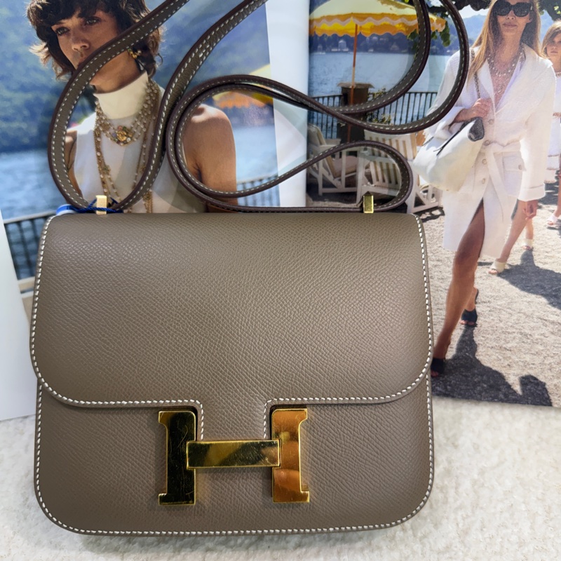 98新愛馬仕Hermès Constance Mini 康康大象灰金扣19 U刻-10