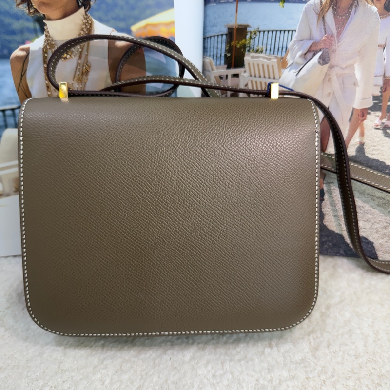98新愛馬仕Hermès Constance Mini 康康大象灰金扣19 U刻-11
