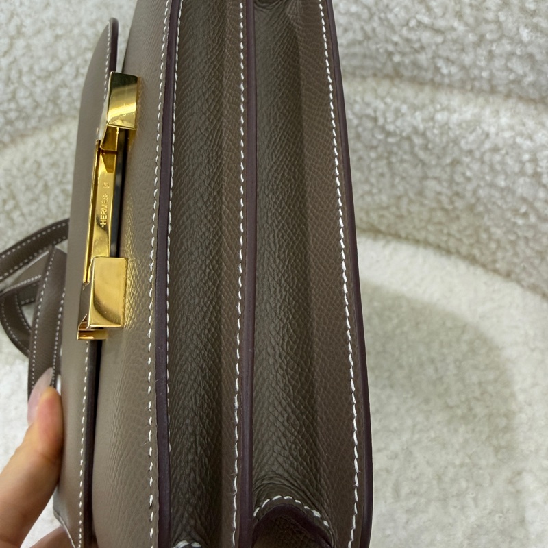98新愛馬仕Hermès Constance Mini 康康大象灰金扣19 U刻-12