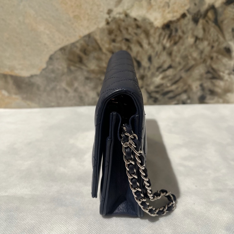 Chanel黑銀羊皮coco Woc-3