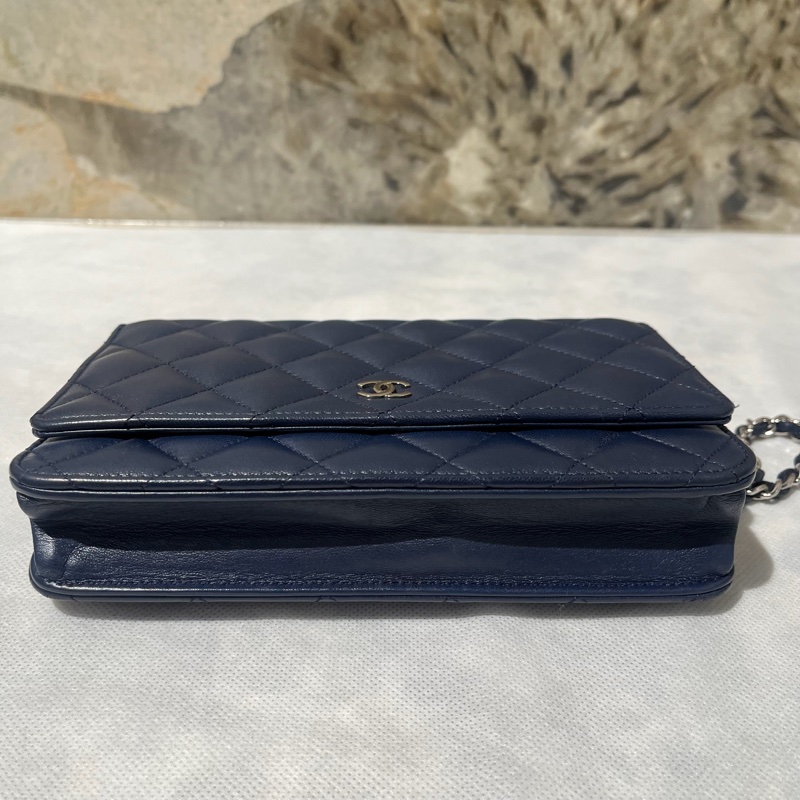 Chanel黑銀羊皮coco Woc-4