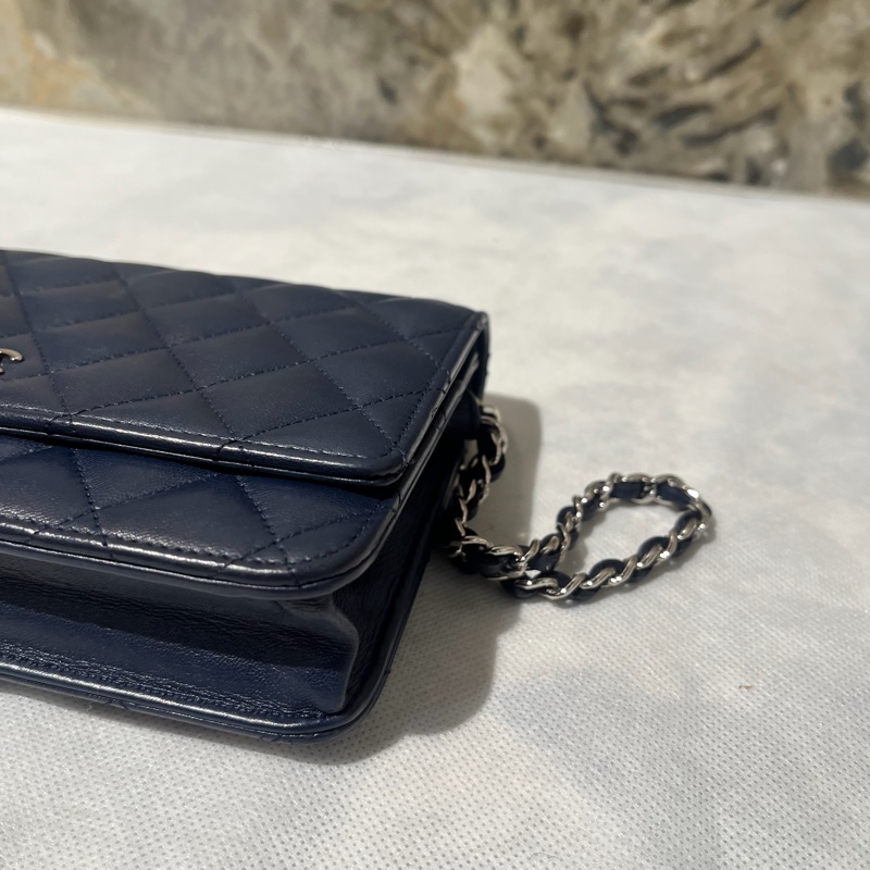 Chanel黑銀羊皮coco Woc-6