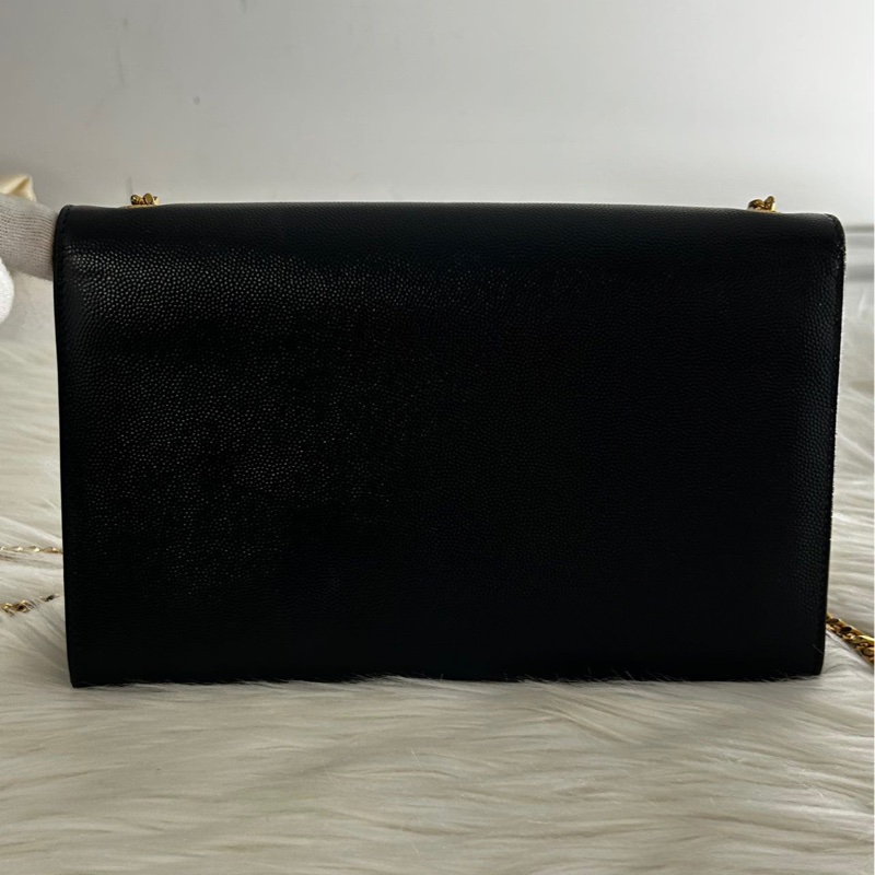 Saint Laurent / 聖羅蘭 Kate 金色Logo 粒面壓花皮革 單肩包斜挎包 女款 黑色-1