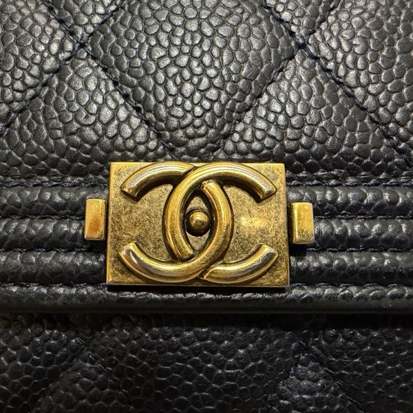 Chanel Boy 扣式長夾 深藍色荔枝紋牛皮配復古金扣-12