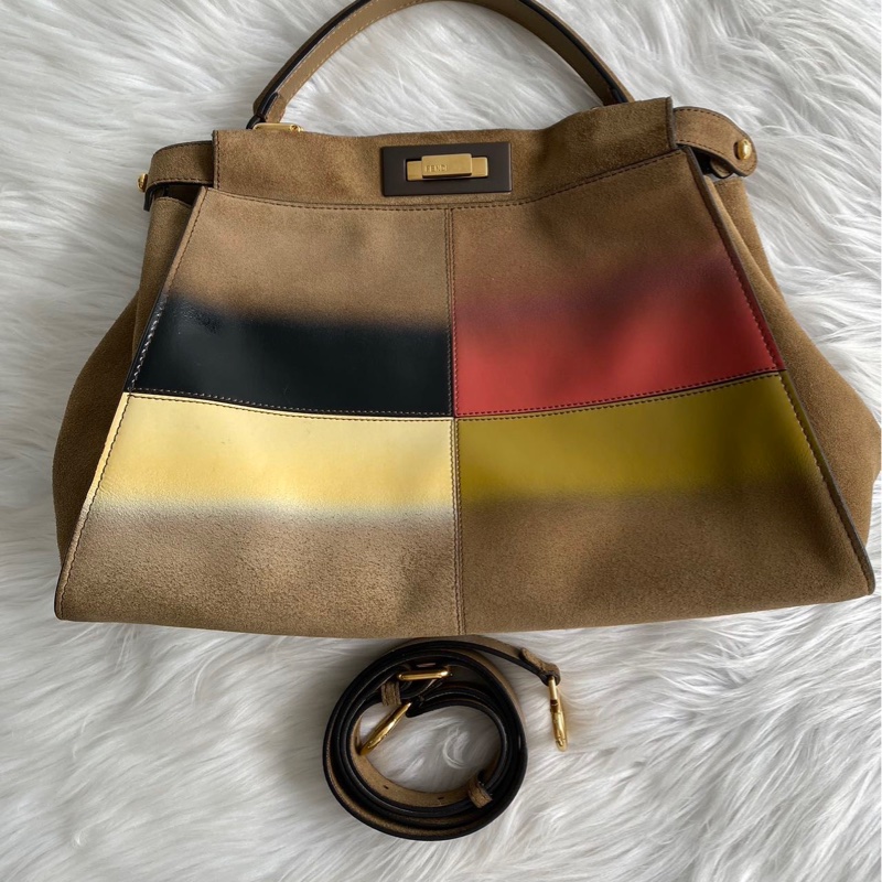 Fendi 芬迪 Peekaboo 棕色 絨面革限量版 質感極佳-0