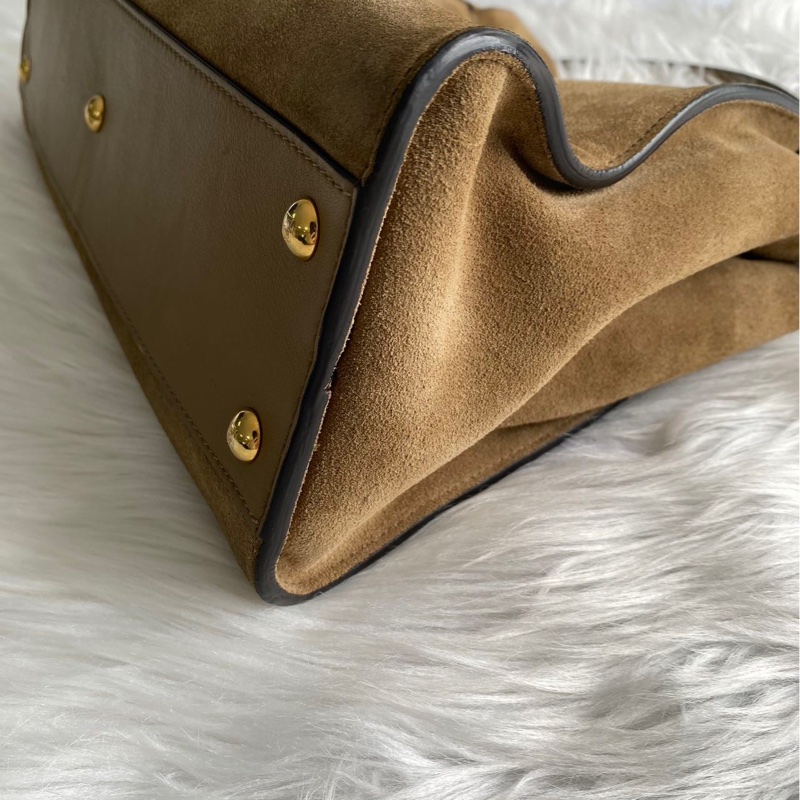 Fendi 芬迪 Peekaboo 棕色 絨面革限量版 質感極佳-10