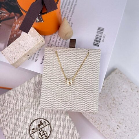 全新 現貨 HERMES 橢圓 H MINI POP 白色 琺瑯 金鏈 項鍊