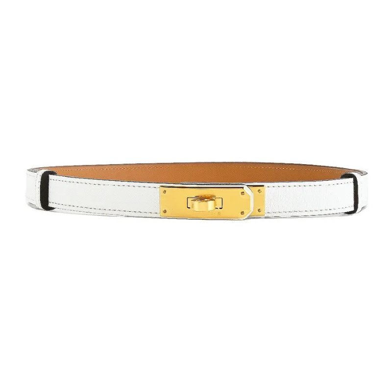 全新 現貨 HERMES KELLY 18 腰帶 皮帶 白色 金釦 現貨-2