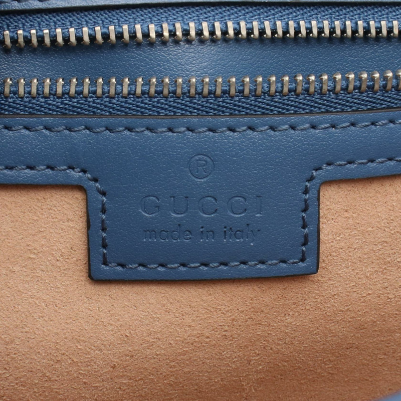 GUCCI GG Marmont 絎縫小號鏈條單肩手提包 443497 皮革 藍色 二手-3