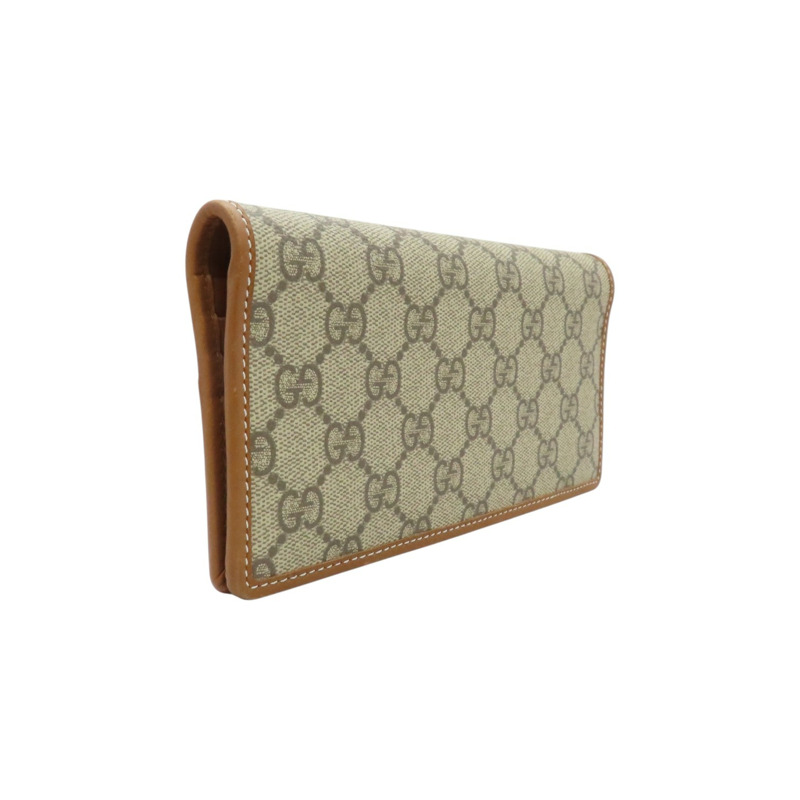 棕色 GG Supreme帆布 扣式 長夾【GUCCI 古馳】 821802-1