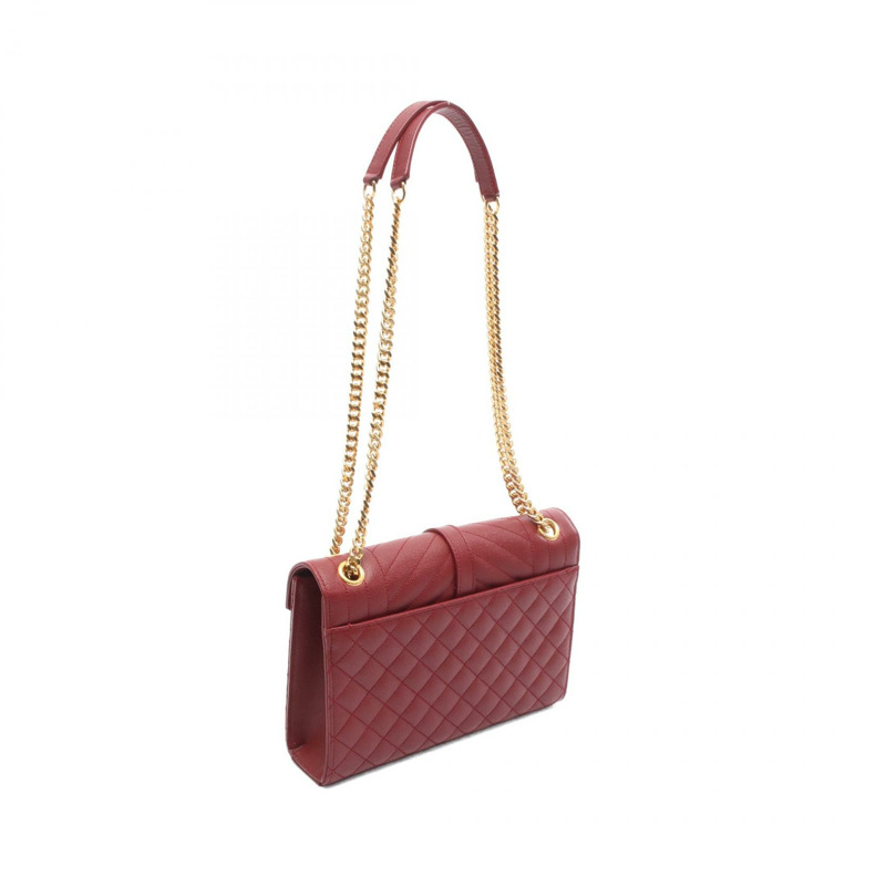 SAINT LAURENT PARIS 信封式中型鏈條單肩包 600185 皮革 紅色 二手-1