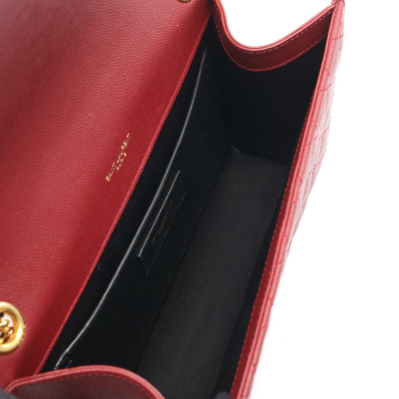 SAINT LAURENT PARIS 信封式中型鏈條單肩包 600185 皮革 紅色 二手-2