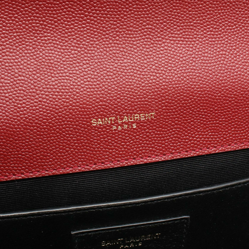 SAINT LAURENT PARIS 信封式中型鏈條單肩包 600185 皮革 紅色 二手-3