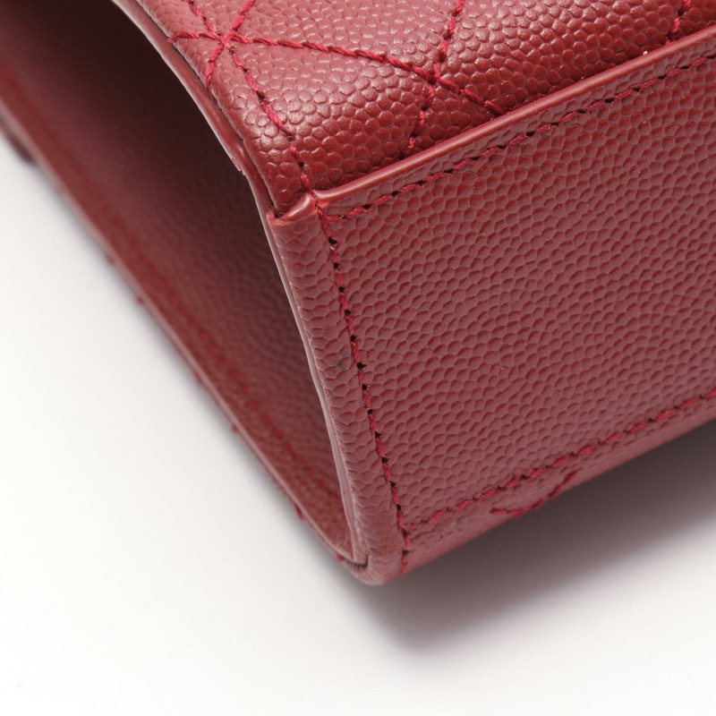 SAINT LAURENT PARIS 信封式中型鏈條單肩包 600185 皮革 紅色 二手-5
