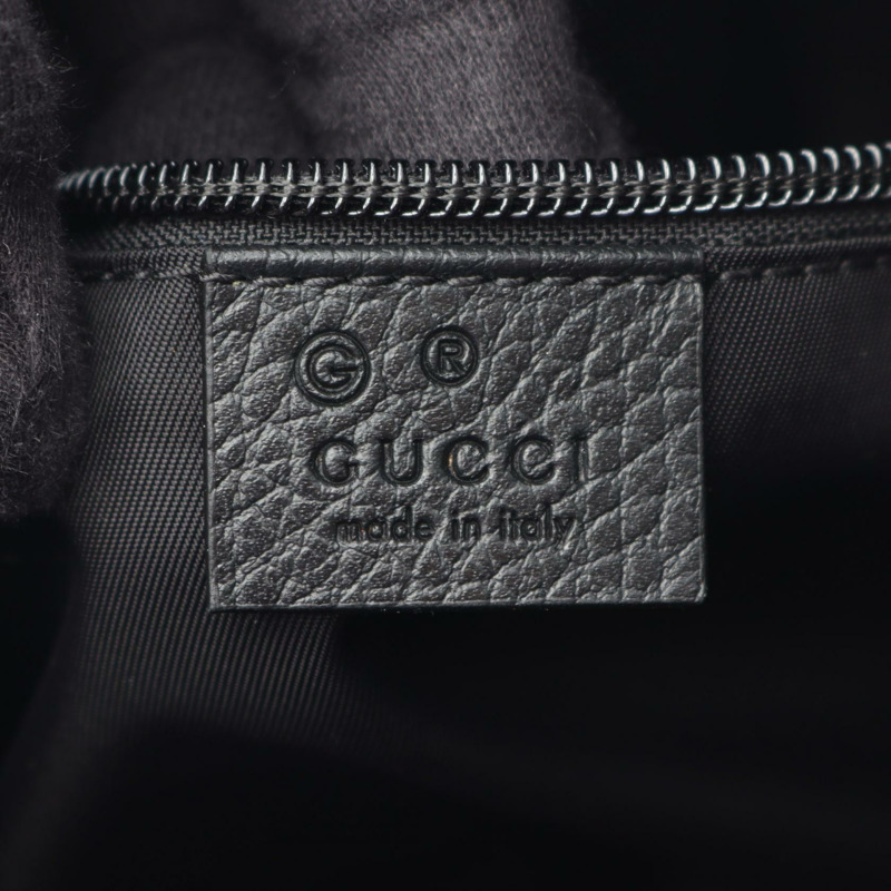 GUCCI GG圖案單肩斜挎手提包 510332 尼龍皮革 黑色 二手-3