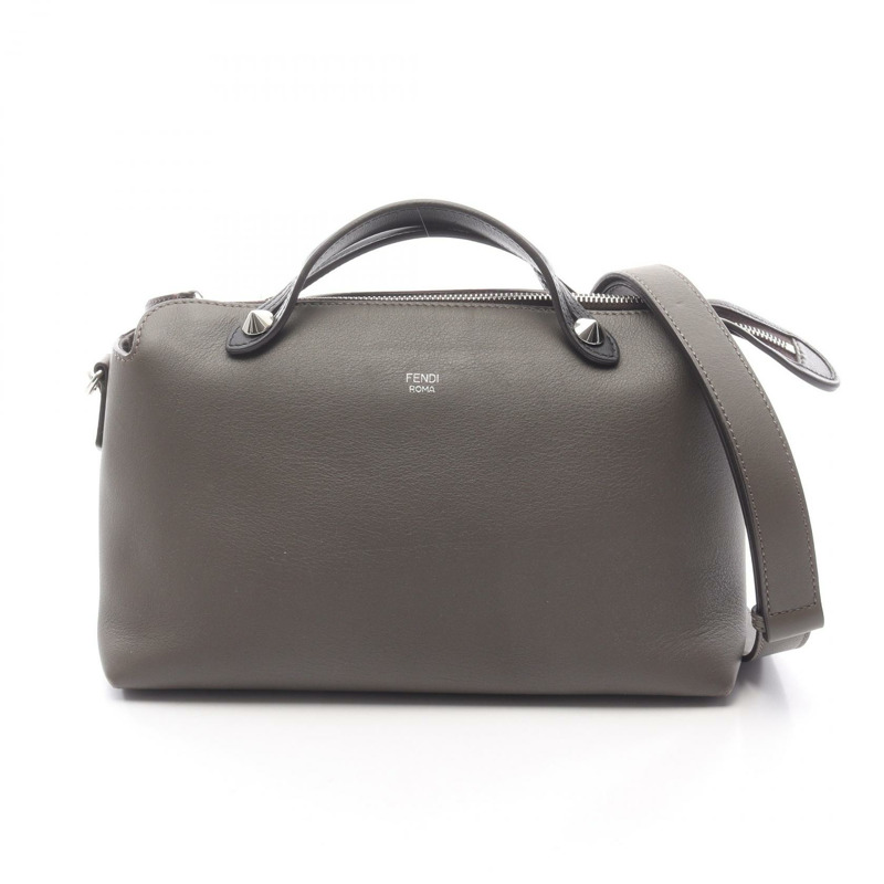 FENDI BY THE WAY 中型單肩斜背包,皮革材質,灰色/黑色,二手女款-0