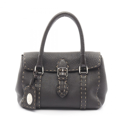 FENDI Selleria Mini Linda 手提包，棕色皮革，二手女款