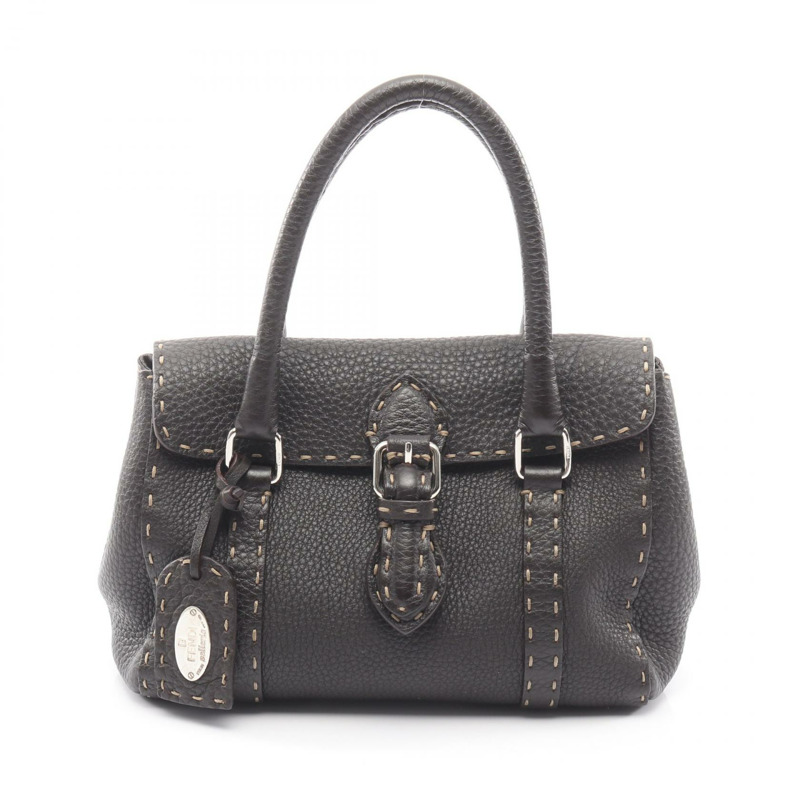 FENDI Selleria Mini Linda 手提包,棕色皮革,二手女款-0
