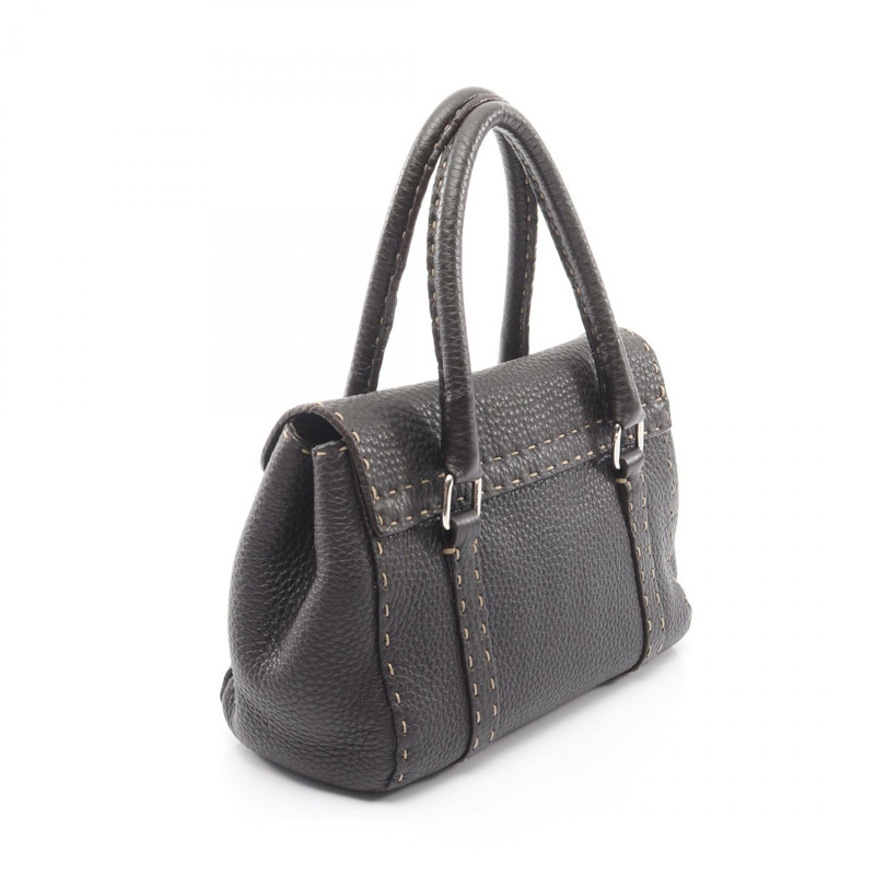FENDI Selleria Mini Linda 手提包,棕色皮革,二手女款-1