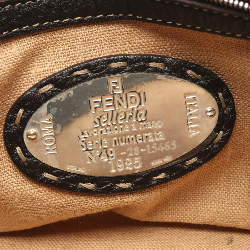 FENDI Selleria Mini Linda 手提包,棕色皮革,二手女款-3