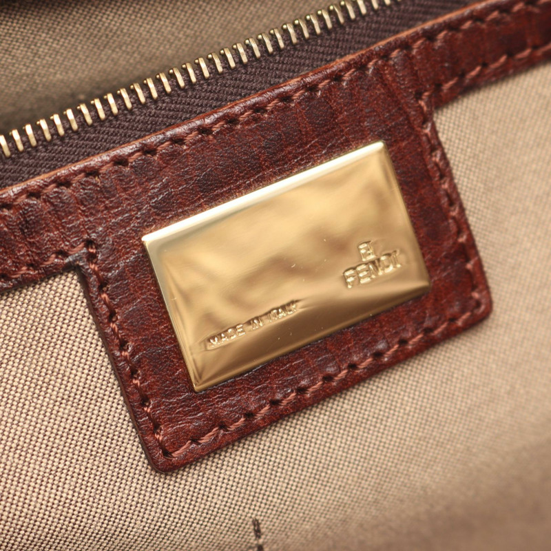 FENDI Zucchino 手提單肩包,帆布皮革,米棕色,二手女款-3
