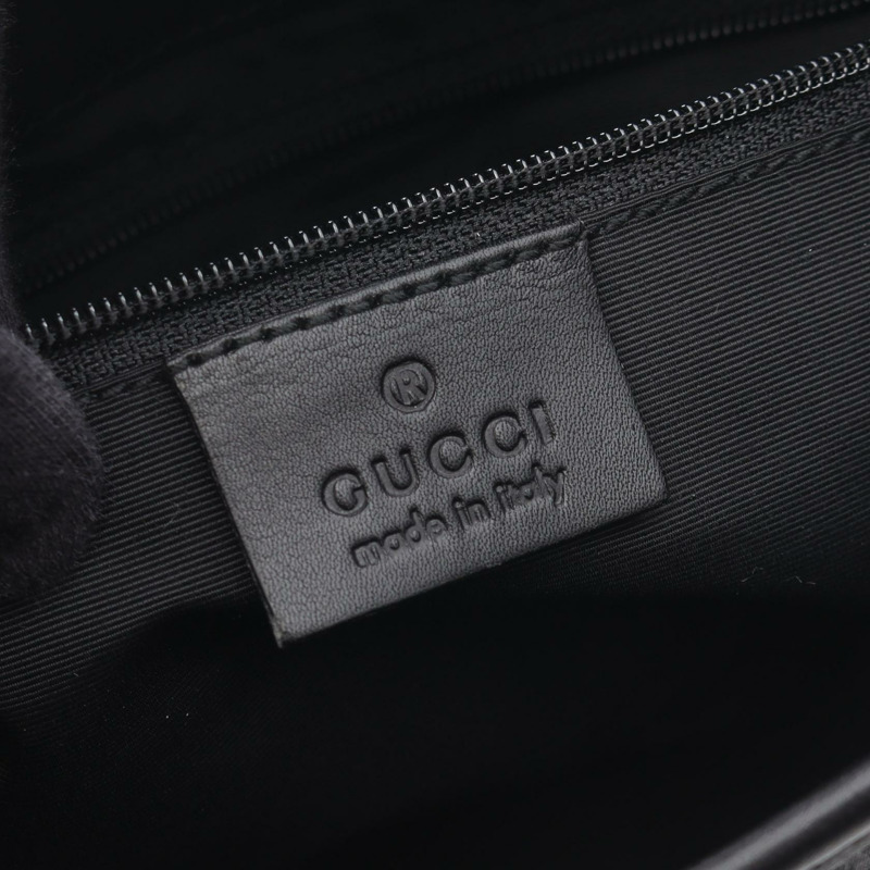 GUCCI GG帆布單肩手提包 92736 帆布皮革黑色二手女款-3