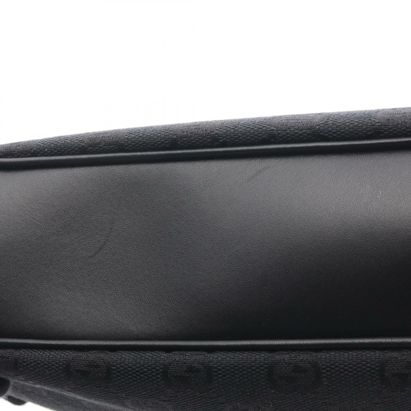 GUCCI GG帆布單肩手提包 92736 帆布皮革黑色二手女款-6