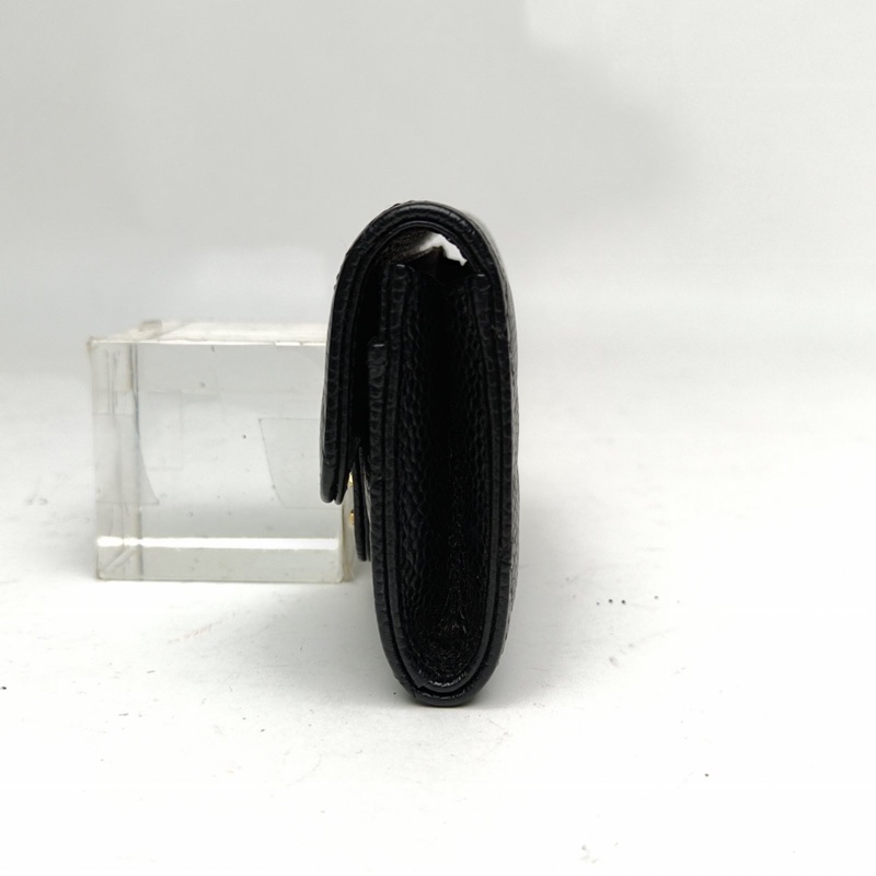 CHANEL CF短款口蓋錢包黑色荔枝牛皮27開金扣-1