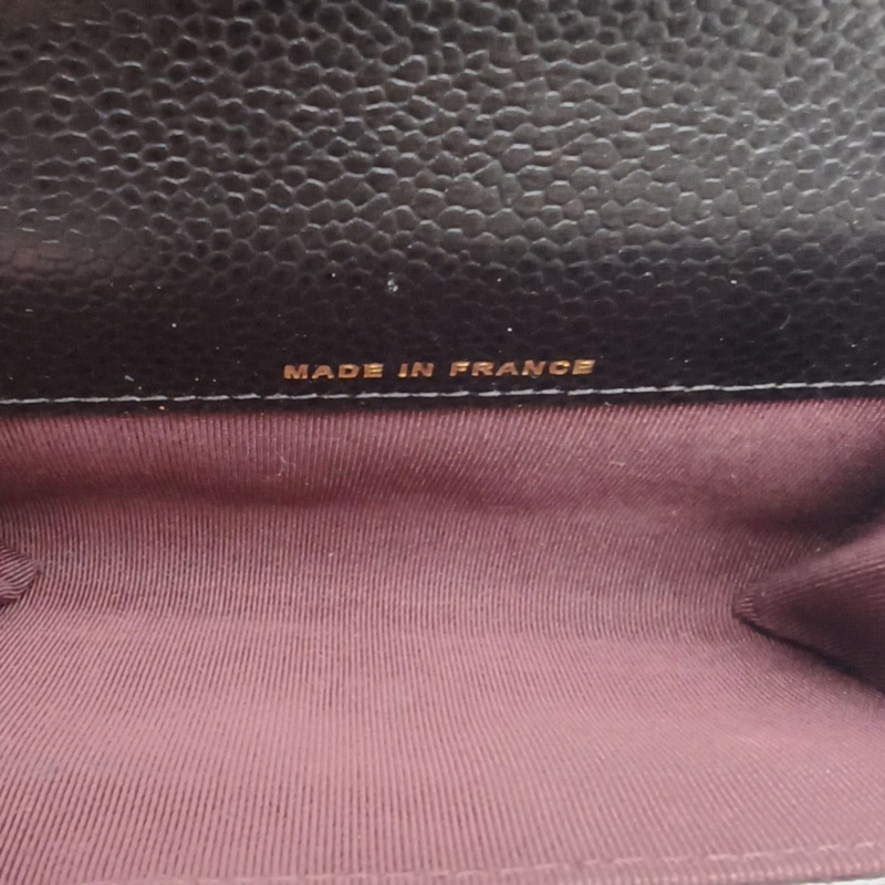 CHANEL CF短款口蓋錢包黑色荔枝牛皮27開金扣-5