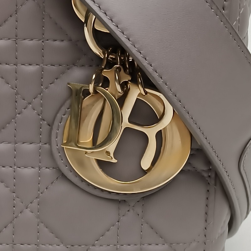 DIOR LadyDior戴妃包四格帶灰色羊皮金扣肩背包2018-4