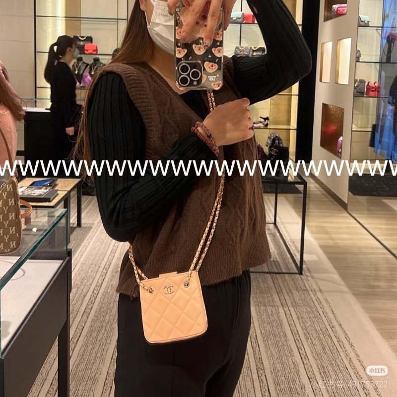 ️CHANEL 22C Mini Hobo 橘粉色 10x10x4 98新配件塵袋-0
