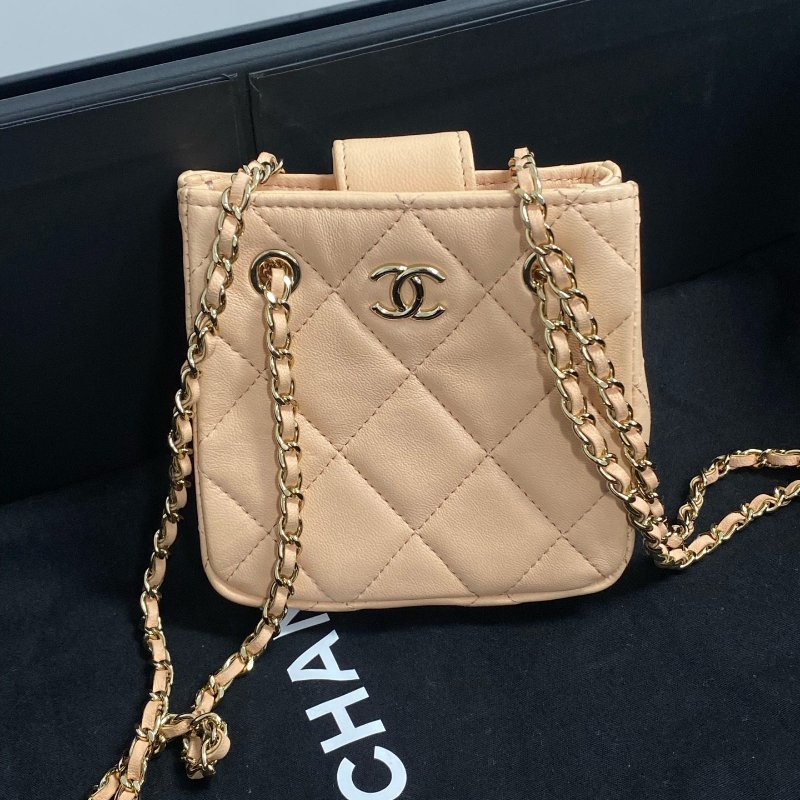 ️CHANEL 22C Mini Hobo 橘粉色 10x10x4 98新配件塵袋-2