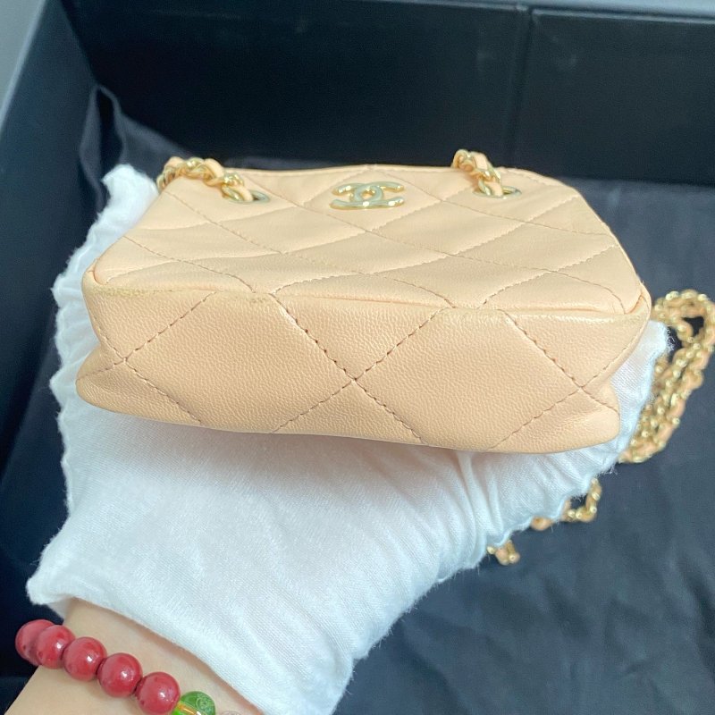 ️CHANEL 22C Mini Hobo 橘粉色 10x10x4 98新配件塵袋-3