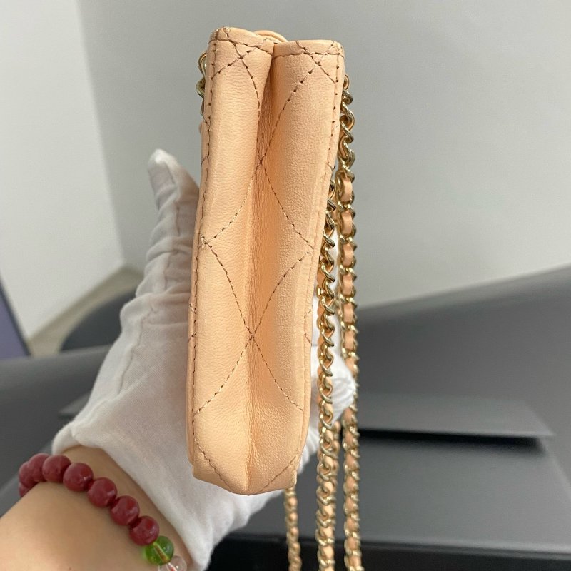 ️CHANEL 22C Mini Hobo 橘粉色 10x10x4 98新配件塵袋-5