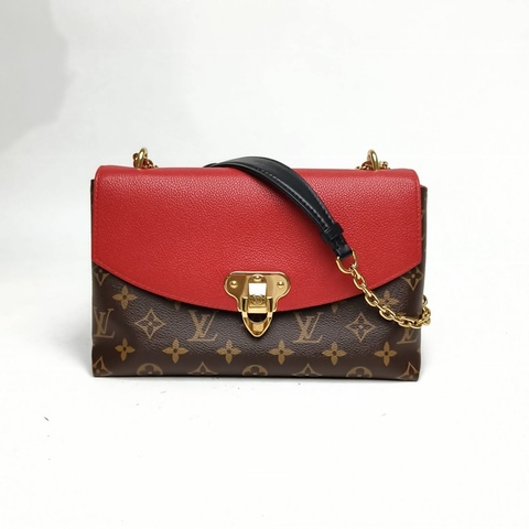 LOUIS VUITTON SAINTPLACIDE紅色牛皮金扣老花肩背包