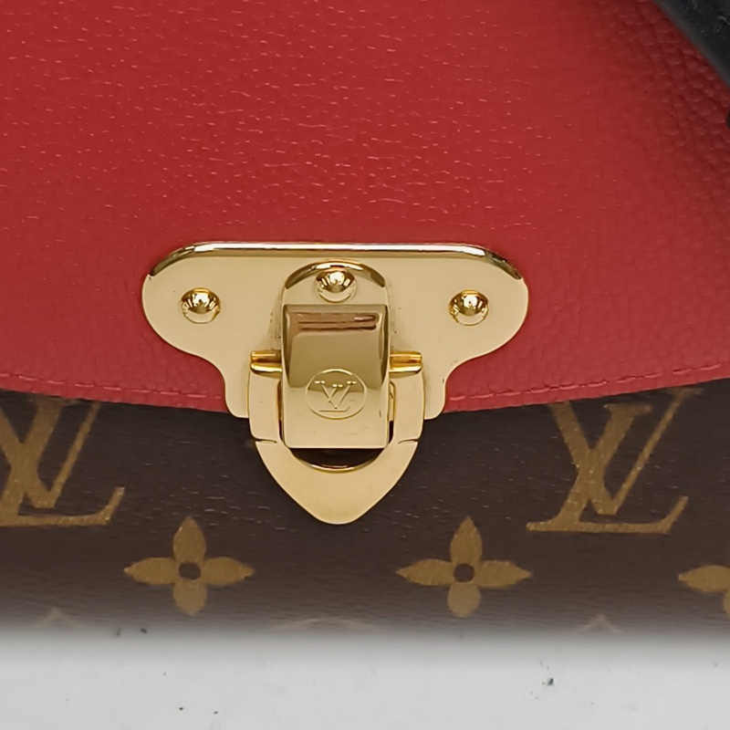 LOUIS VUITTON SAINTPLACIDE紅色牛皮金扣老花肩背包-4