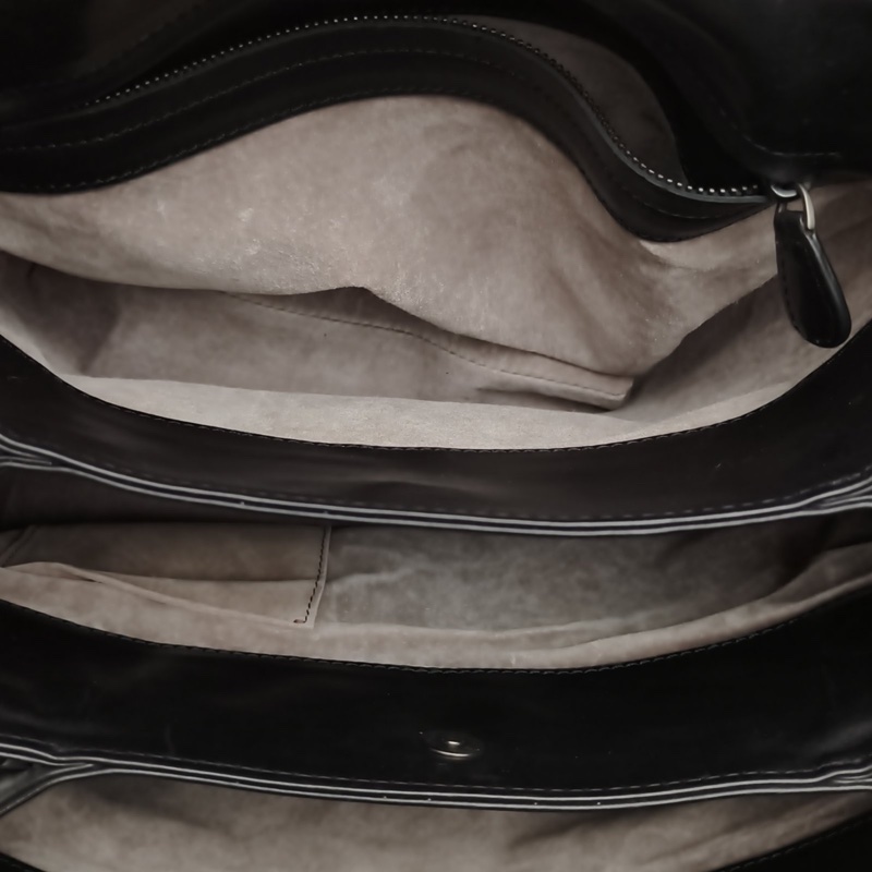 BOTTEGA VENETA Roma羅馬包小號黑色牛皮鎢鋼扣肩背包-5